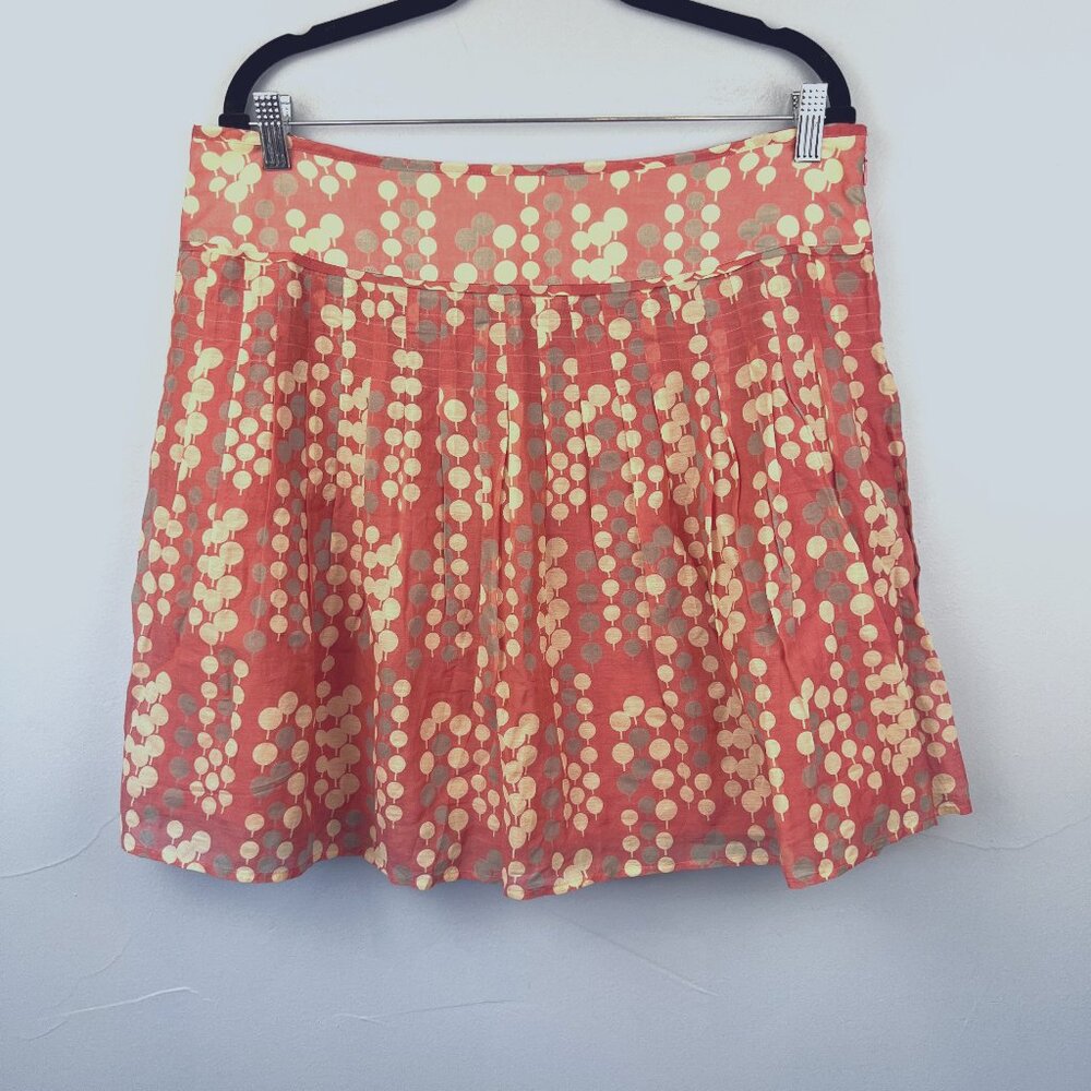 Fossil Silk‎ Cotton Blend Pleated Polka Dot Skirt Size 10